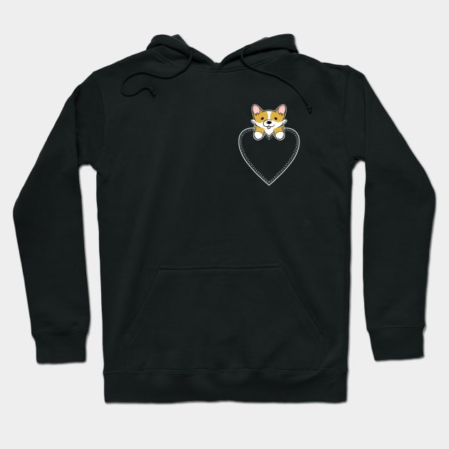 Cute Corgi in Heart Pocket Hoodie by IhateDumplings